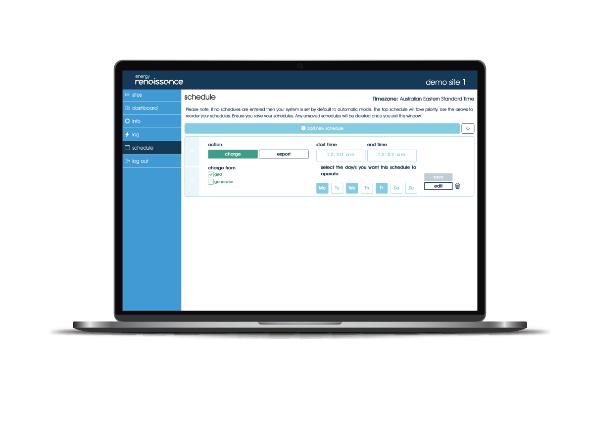 Scheduling functionality to optimise energy consumption